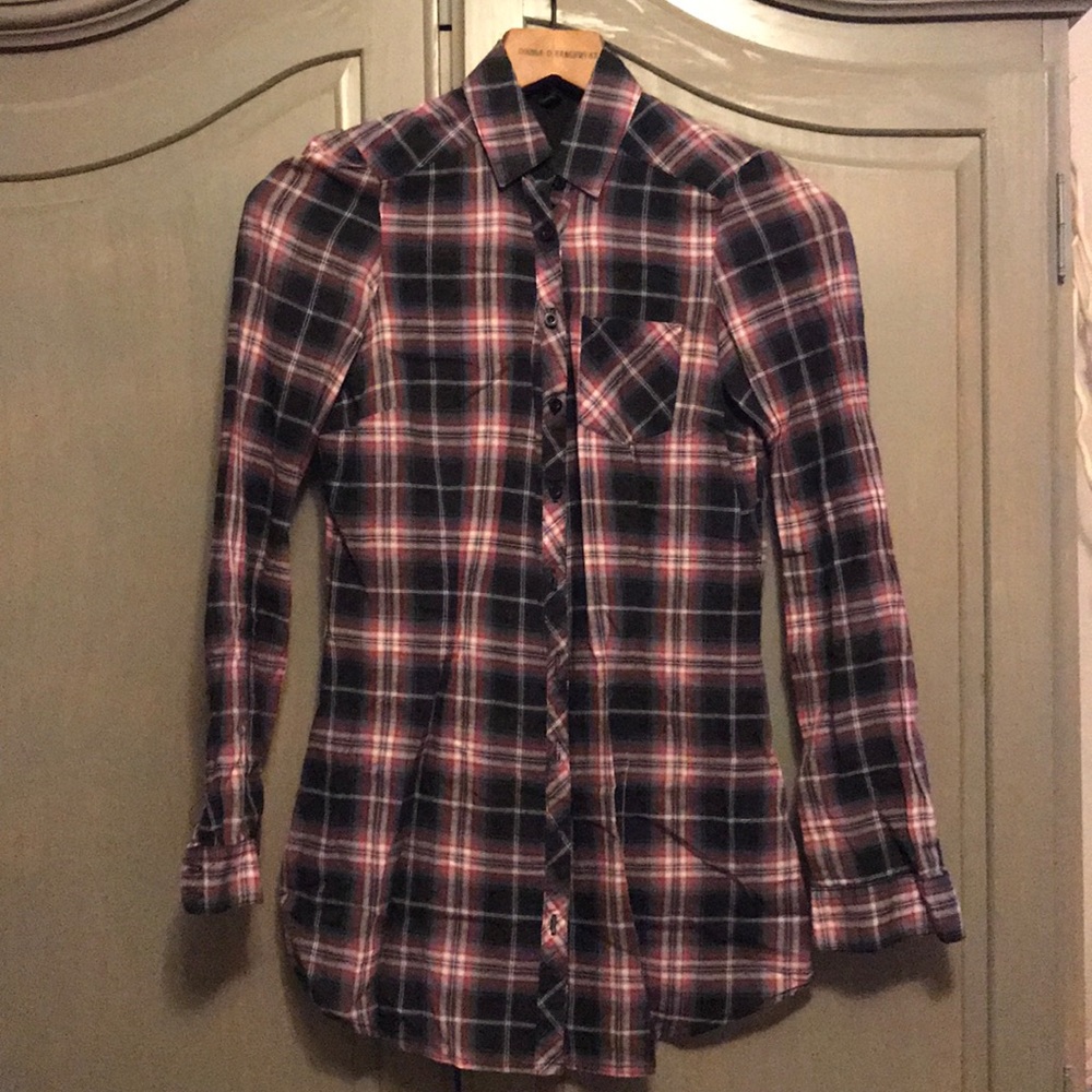 Tunic Length Plaid Shirt